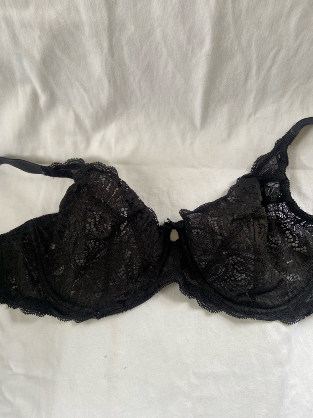 Paramour Black Lace Underwire Bra with Floral Lace Cups
